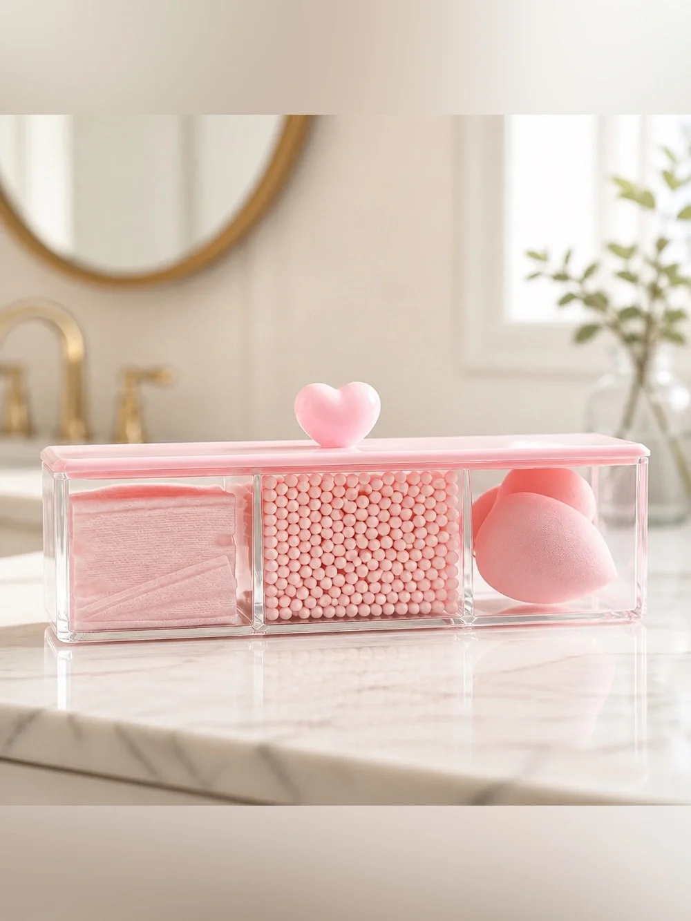 Paris Hilton Pink Vanity Organizer 3-Compartment Storage Box New